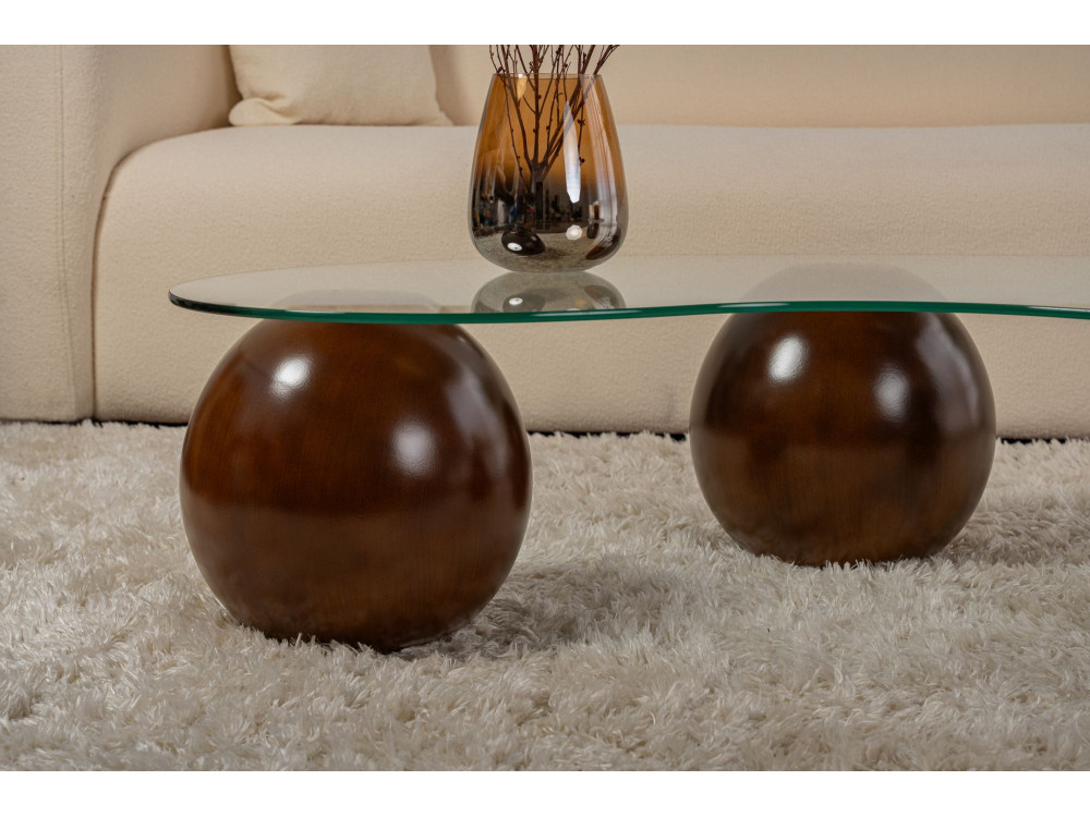 Tavolino in vetro "Sphere" - 120 x 70 x 30 cm - Marrone