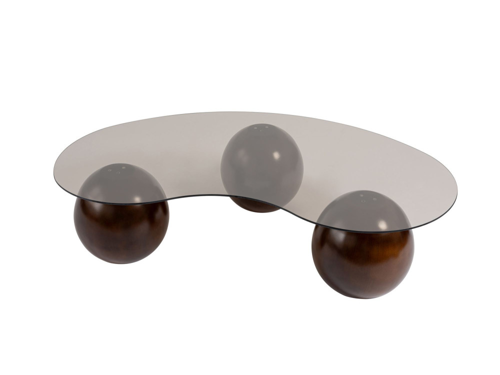 Tavolino in vetro "Sphere" - 120 x 70 x 30 cm - Marrone