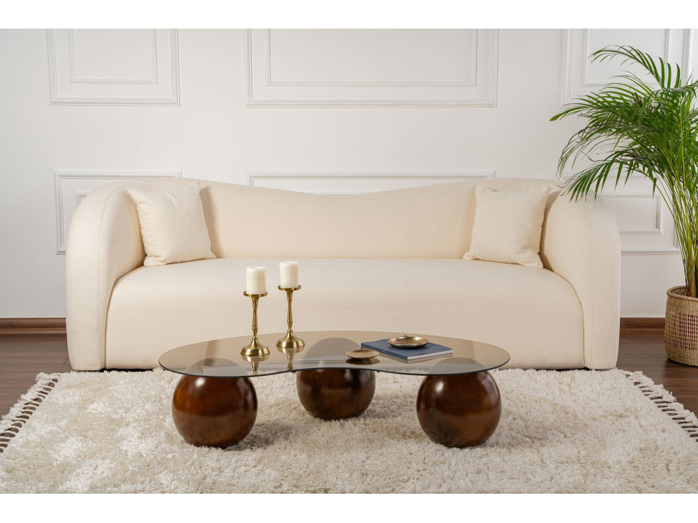 Tavolino in vetro "Sphere" - 120 x 70 x 30 cm - Marrone
