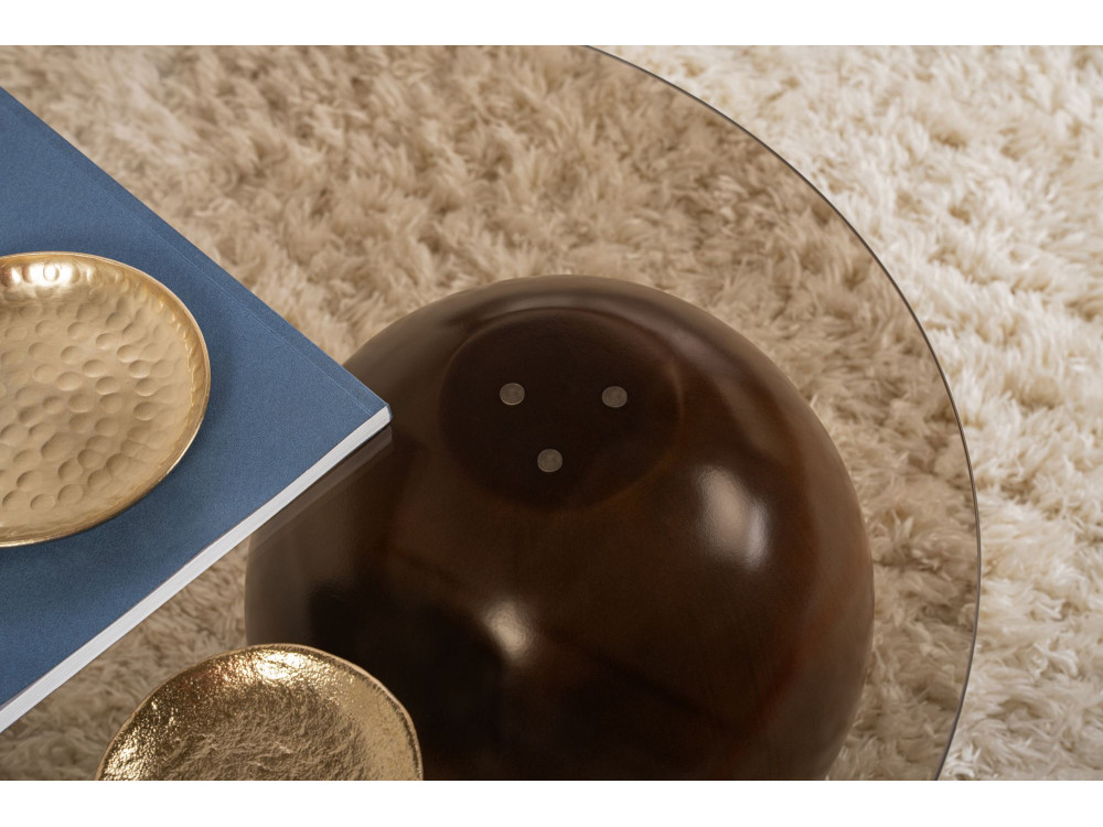 Tavolino in vetro "Sphere" - 120 x 70 x 30 cm - Marrone