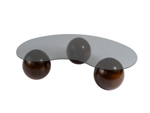 Tavolino in vetro "Sphere" - 120 x 70 x 30 cm - Marrone