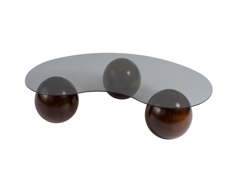 Tavolino in vetro "Sphere" - 120 x 70 x 30 cm - Marrone