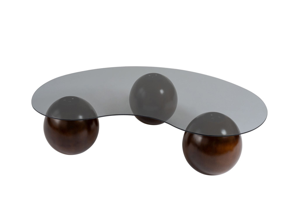Tavolino in vetro "Sphere" - 120 x 70 x 30 cm - Marrone
