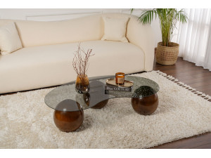 Tavolino in vetro "Sphere" - 120 x 70 x 30 cm - Marrone 2