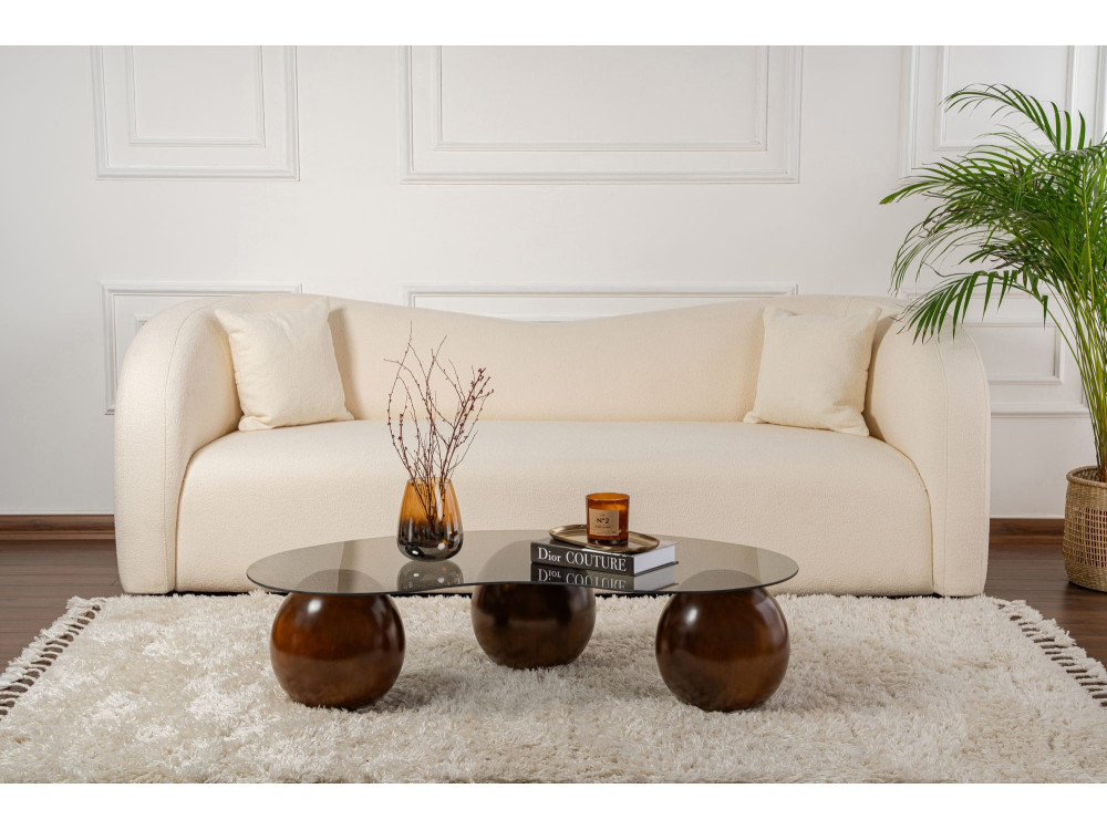 Tavolino in vetro "Sphere" - 120 x 70 x 30 cm - Marrone
