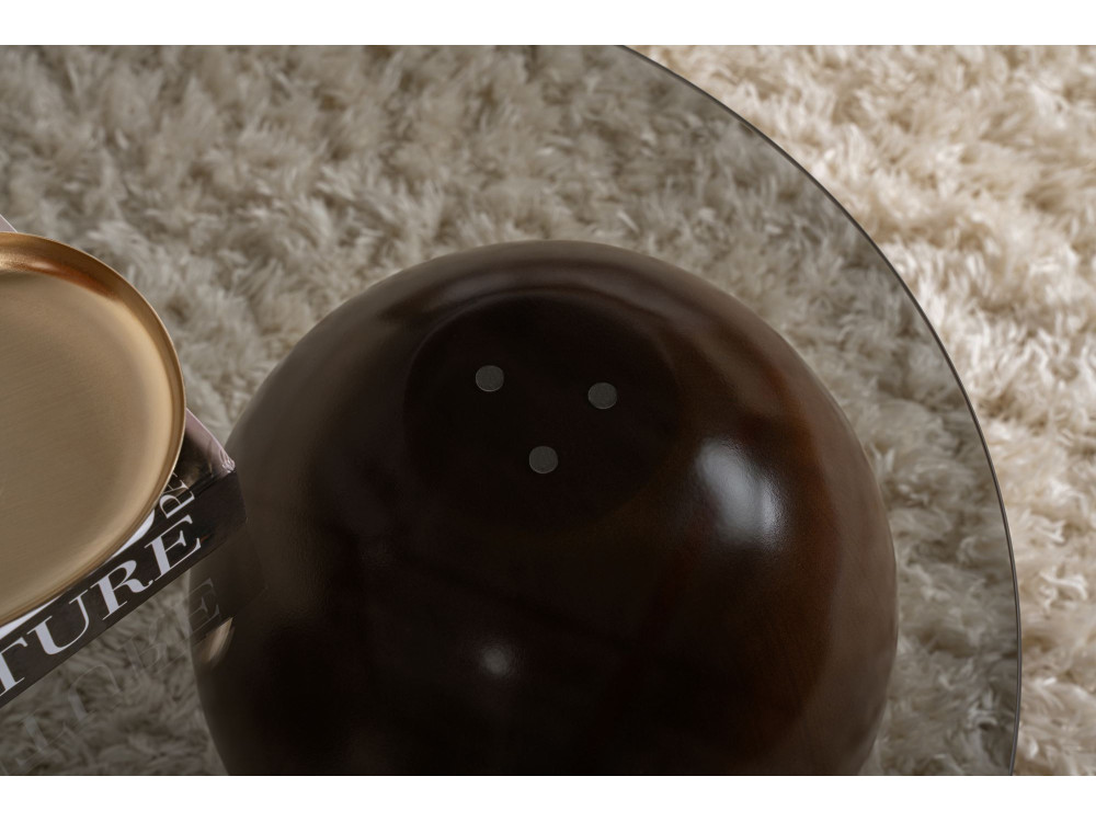 Tavolino in vetro "Sphere" - 120 x 70 x 30 cm - Marrone
