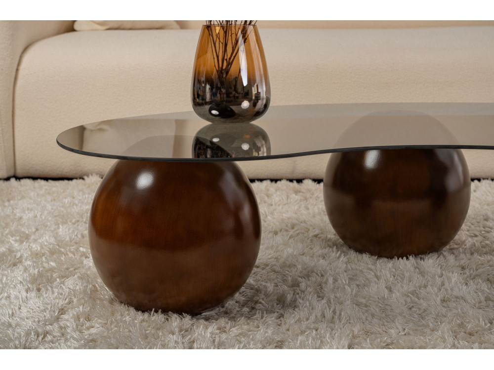 Tavolino in vetro "Sphere" - 120 x 70 x 30 cm - Marrone
