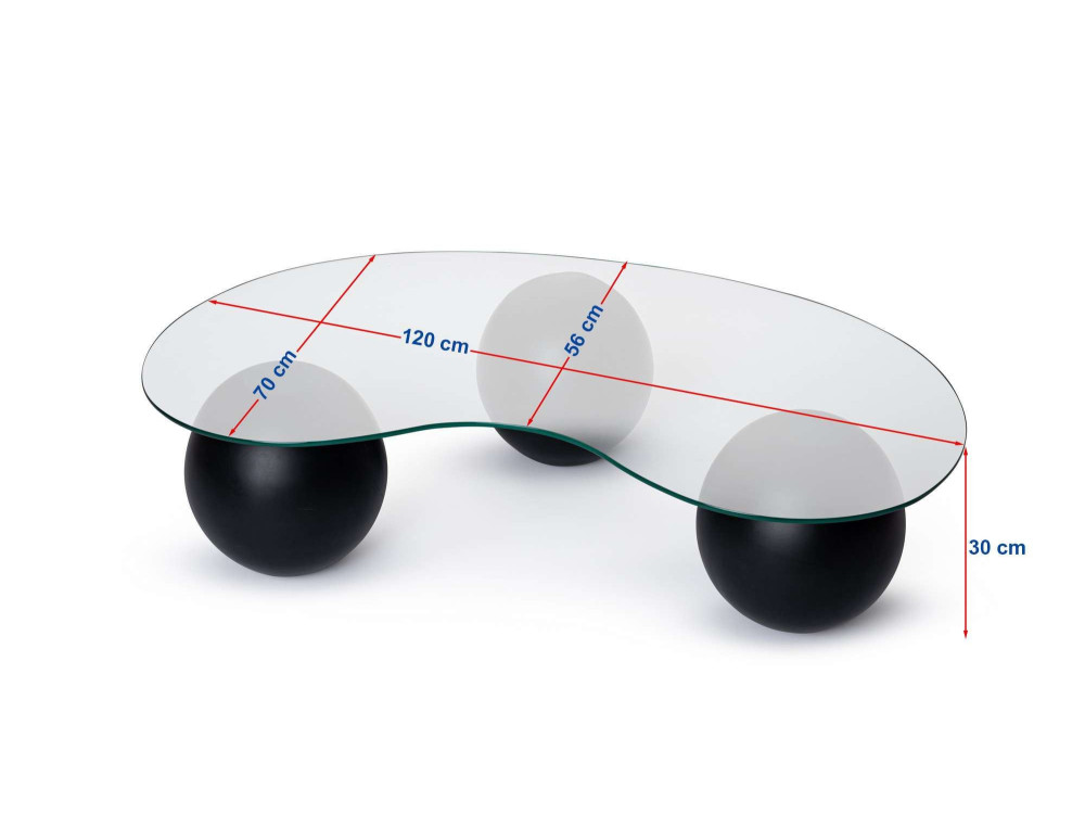Tavolino in vetro "Sphere" - 120 x 70 x 30 cm - Marrone