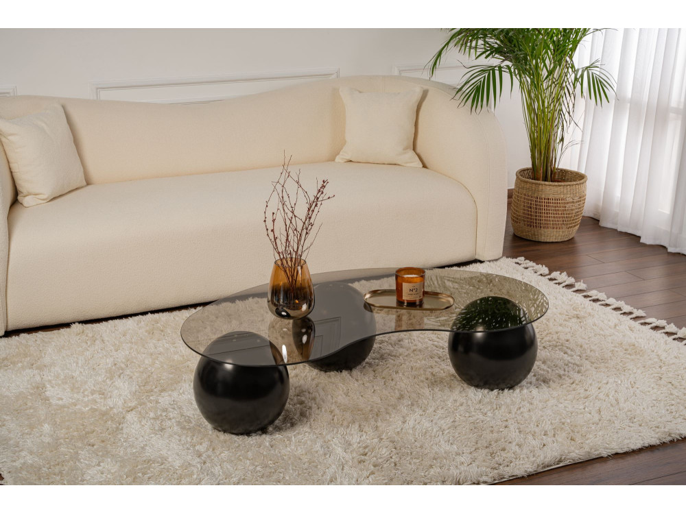 Tavolino in vetro "Sphere" - 120 x 70 x 30 cm - Nero