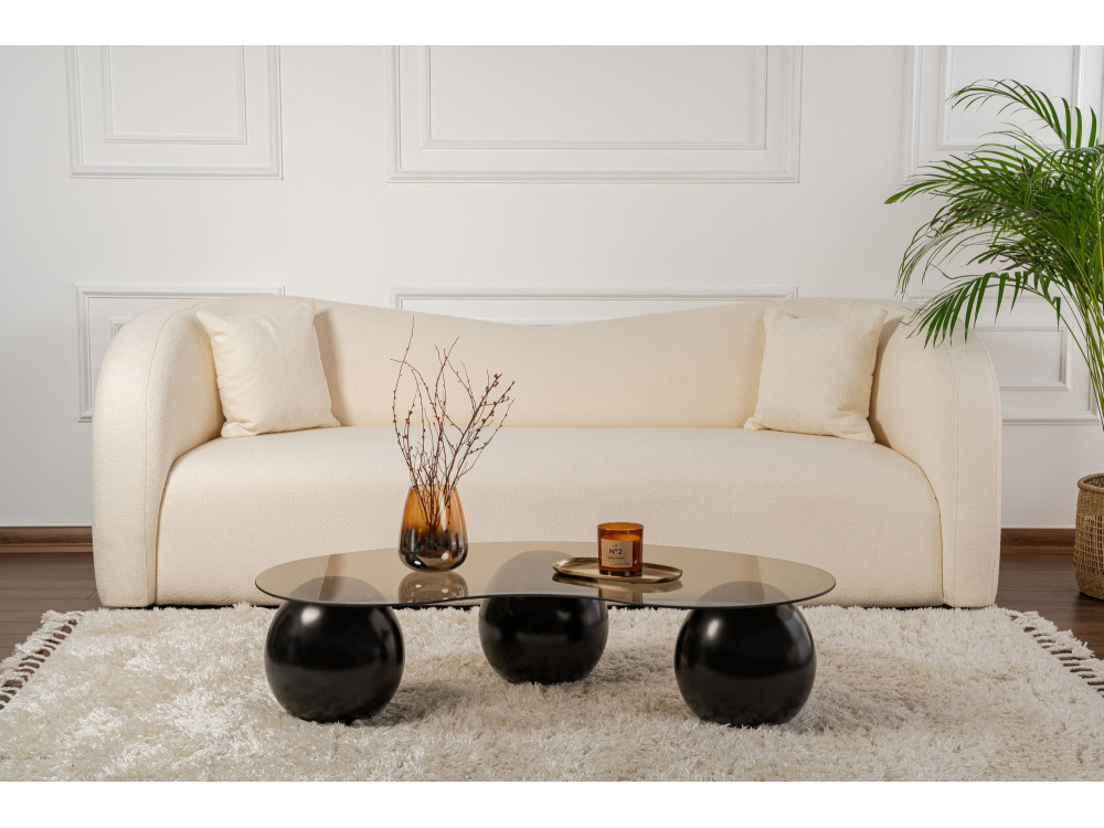 Tavolino in vetro "Sphere" - 120 x 70 x 30 cm - Nero
