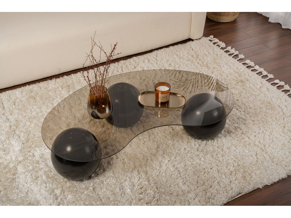 Tavolino in vetro "Sphere" - 120 x 70 x 30 cm - Nero
