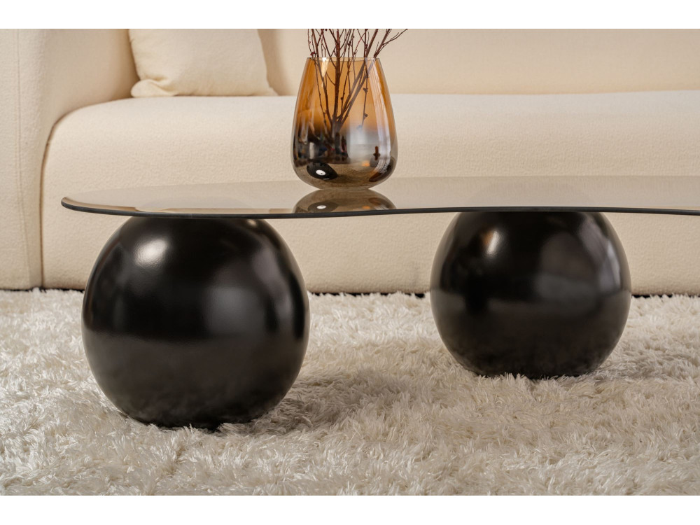 Tavolino in vetro "Sphere" - 120 x 70 x 30 cm - Nero