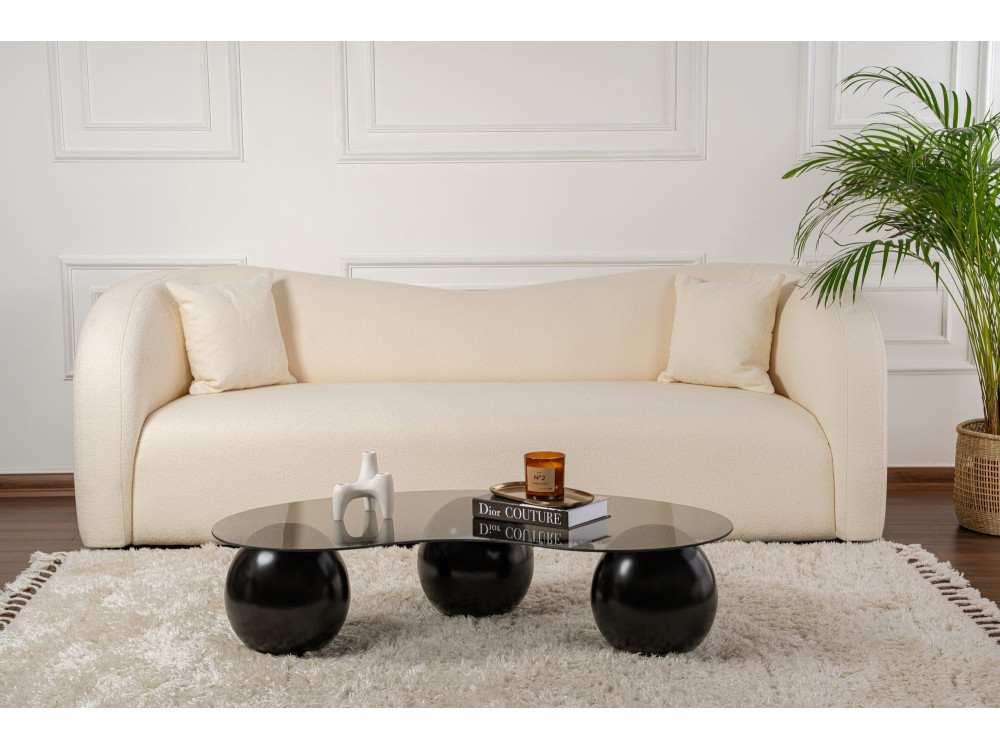 Tavolino in vetro "Sphere" - 120 x 70 x 30 cm - Nero