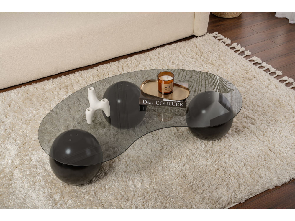 Tavolino in vetro "Sphere" - 120 x 70 x 30 cm - Nero