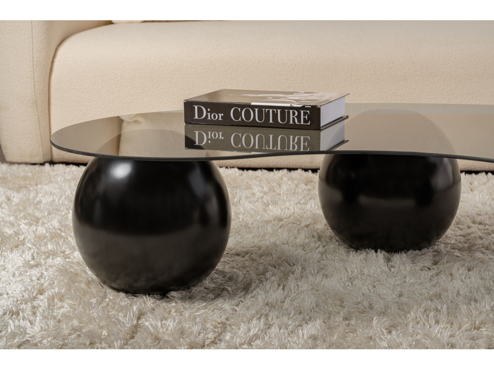 Tavolino in vetro "Sphere" - 120 x 70 x 30 cm - Nero