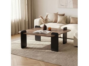 Tavolino in legno "Marais" - 90 x 90 x 35 cm - Marrone 2
