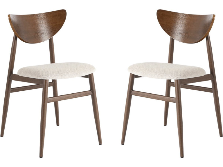 Set di 2 sedie da pranzo in legno in stile scandinavo "Lumbra" - Marrone