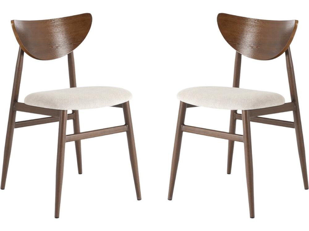 Set di 2 sedie da pranzo in legno in stile scandinavo "Lumbra" - Marrone