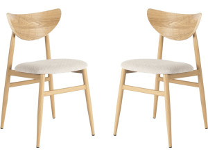 Set di 2 sedie da pranzo in legno in stile scandinavo "Lumbra" - Beige