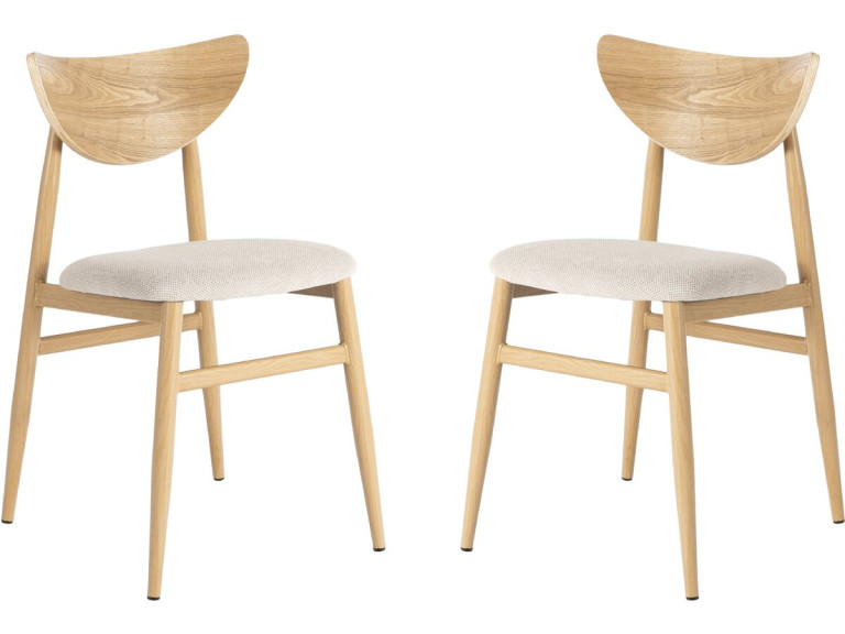Set di 2 sedie da pranzo in legno in stile scandinavo "Lumbra" - Beige