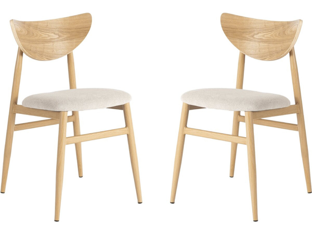 Set di 2 sedie da pranzo in legno in stile scandinavo "Lumbra" - Beige