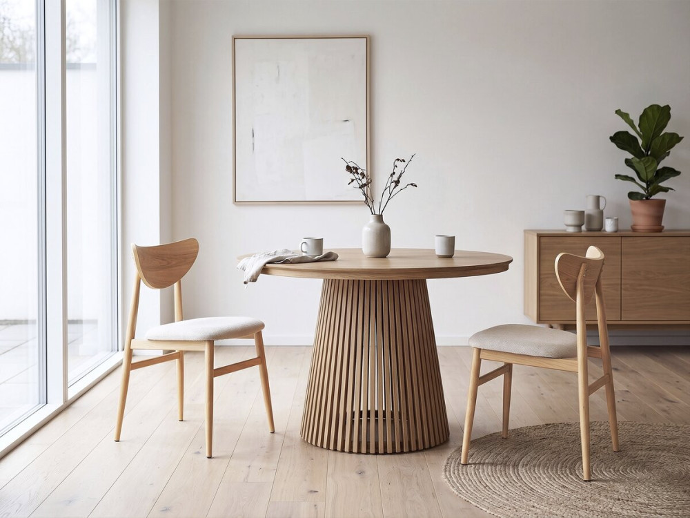 Set di 2 sedie da pranzo in legno in stile scandinavo "Lumbra" - Beige