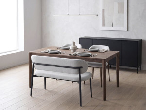 Panca da pranzo in tessuto - 110 cm - "Sélène" - 3 posti - Grigio chiaro e nero 2