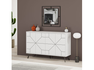 Credenza in legno "Dune" - 123 x 35 x 62 cm - Bianco 2