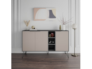 Credenza in legno "Clara" - 142 x 36 x 83 cm - Marrone moka chiaro 2
