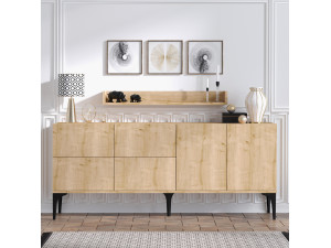 Credenza in legno "Stella" - 180 x 40 x 55 cm - Rovere Zaffiro 2