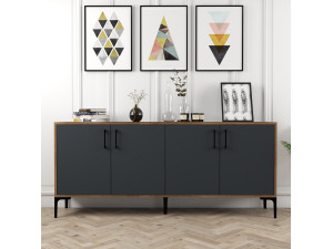 Credenza in legno "Kiev" - 180 x 35 x 78 cm - Grigio antracite 2
