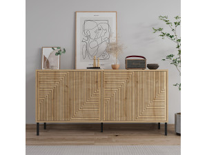 Credenza in legno "Evolet" - 150 x 36 x 75 cm - Beige 2