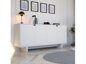 Credenza in legno "Doruk" - 180 x 40 x 81 cm - Bianco 2