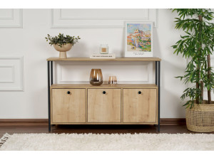 Credenza in legno "Solace" - 120 x 30 x 77 cm - Beige 2