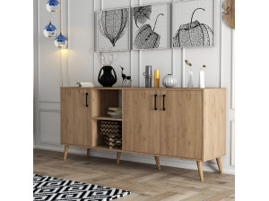 Credenza in legno "Exxen" - 180 x 45 x 80 cm - Marrone 2