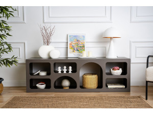 Credenza in legno "Ferlis" - 160 x 40 x 51 cm - Grigio antracite 2
