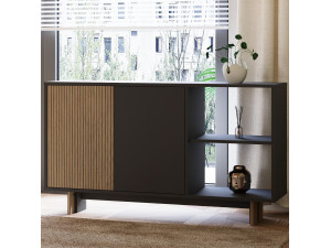 Credenza in legno "Ravello" - 140 x 35 x 80 cm - Grigio antracite 2