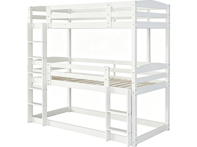 Letto a castello in legno con scaletta "Sephora" - 90 x 190 cm - Bianco