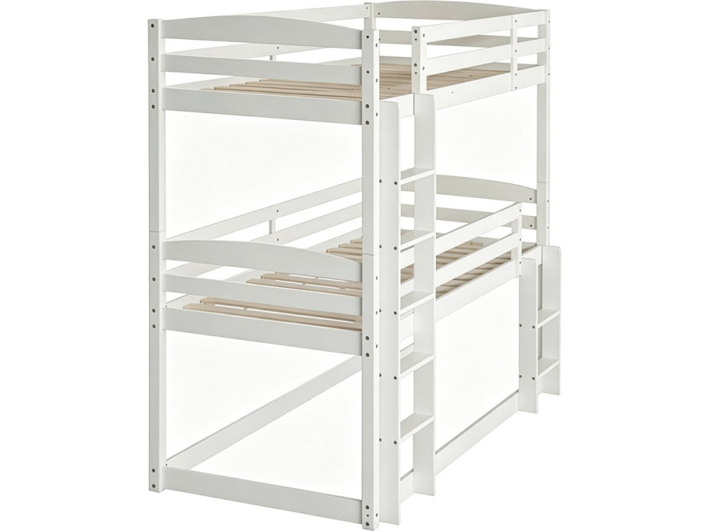 Letto a castello in legno con scaletta "Sephora" - 90 x 190 cm - Bianco