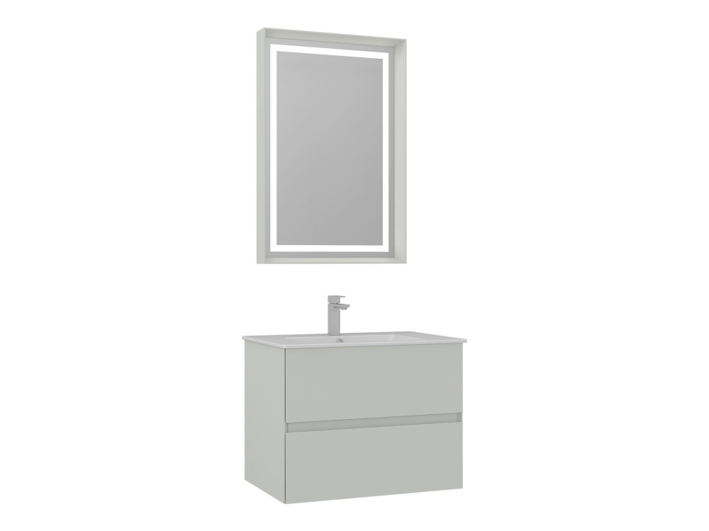 Set mobile lavabo con specchio (2 pezzi) "Nest 71 v2" - 71 x 51 x 55 cm - Cashmere opaco
