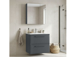 Set mobile lavabo con specchio (2 pezzi) "Nuvola 65 v2" - 65 x 50 x 62 cm - Antracite 2