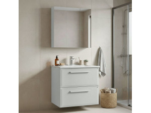 Set mobile lavabo con specchio (2 pezzi) "Nuvola 65 v2" - 65 x 50 x 62 cm - Cashmere 2