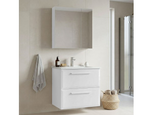 Set mobile lavabo con specchio (2 pezzi) "Nuvola 65 v2" - 65 x 50 x 62 cm - Bianco 2