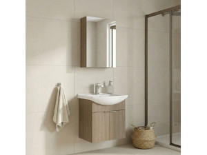 Set mobile lavabo con specchio (2 pezzi) "Purus 55" - 55 x 50 x 58 cm - Rovere 2