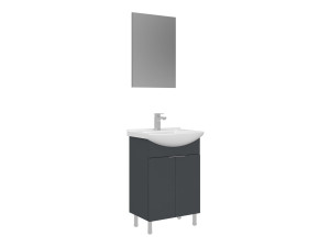 Set mobile lavabo con specchio (2 pezzi) "Purus 55" - 55 x 2 x 83 cm - Antracite opaco