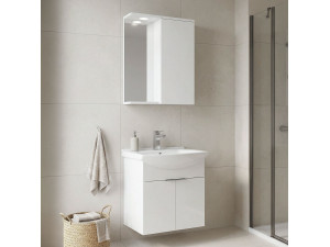 Set mobile lavabo con specchio (2 pezzi) "Purus 55" - 55 x 50 x 58 cm - Bianco 2