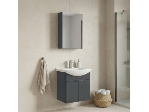Set mobile lavabo con specchio (2 pezzi) "Purus 55" - 55 x 50 x 58 cm - Antracite opaco 2