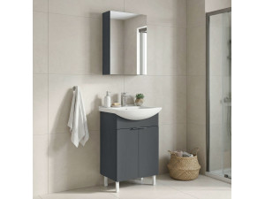 Set mobile lavabo con specchio (2 pezzi) "Purus 55" - 55 x 50 x 83 cm - Antracite opaco 2