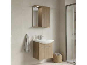 Set mobile lavabo con specchio (2 pezzi) "Purus 55" - 55 x 50 x 58 cm - Rovere 2