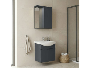 Set mobile lavabo con specchio (2 pezzi) "Purus 55" - 55 x 50 x 58 cm - Antracite opaco 2